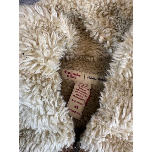 Abercrombie & Fitch Jacket Womens Brown Corduroy Sherpa Lined Full Zip Winter XS - Picture 8 of 8
